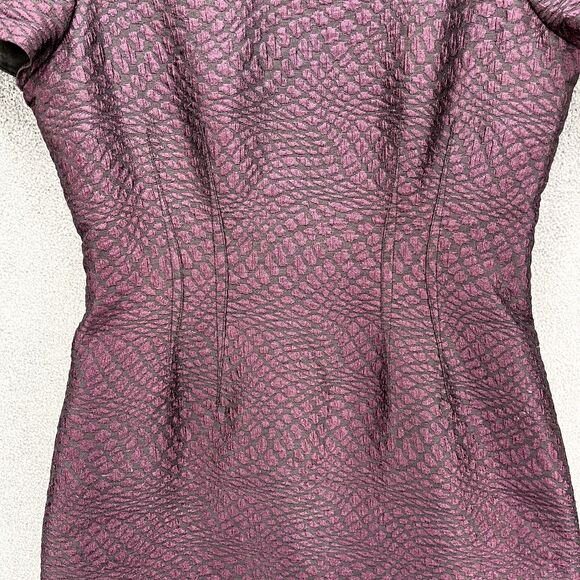 Tahari Dress Women 6 Purple Sheath Short Sleeve round neck lined back zipped - Picture 4 of 16